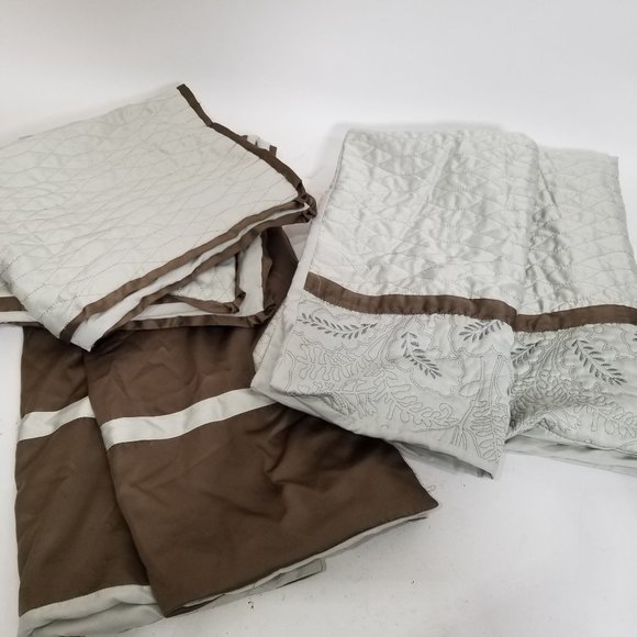 King Bed Pillow Cases Sham Covers Lot 6 Home Classics Brown Grey Embroidered - Picture 1 of 11